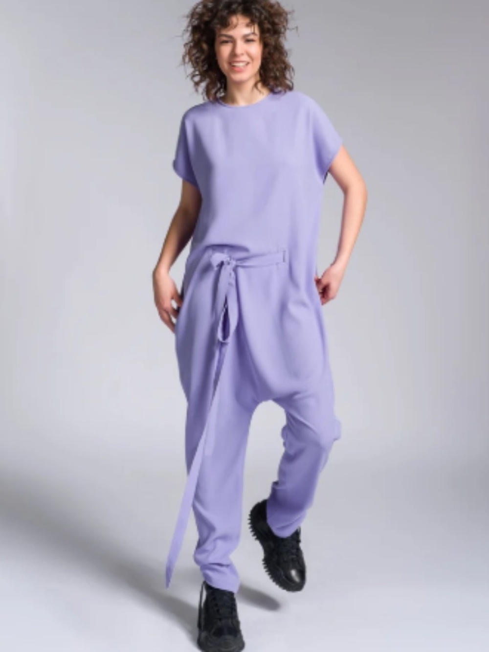 AAKASHA Drop Crotch Jumpsuit with Adjustable Belt